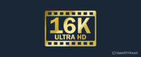 16K Ultra HD graphic in gold on a black background